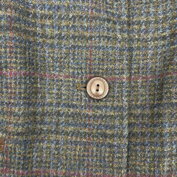 Express Suede Collar Wool Plaid Blazer Jacket Suede Gray Brown Size L - Picture 11 of 11